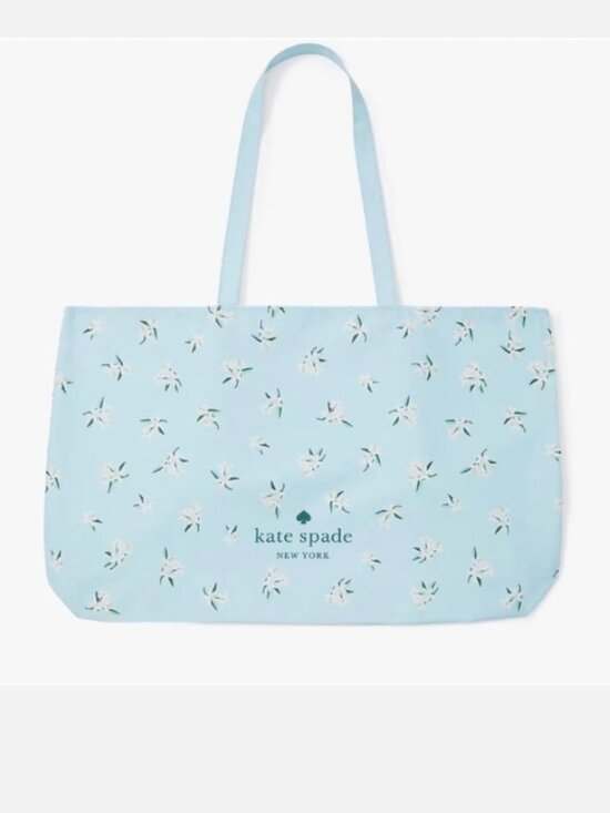 Kate Spade Handbags - Kate Spade large blue Orange Blossom Canvas Tote NWT